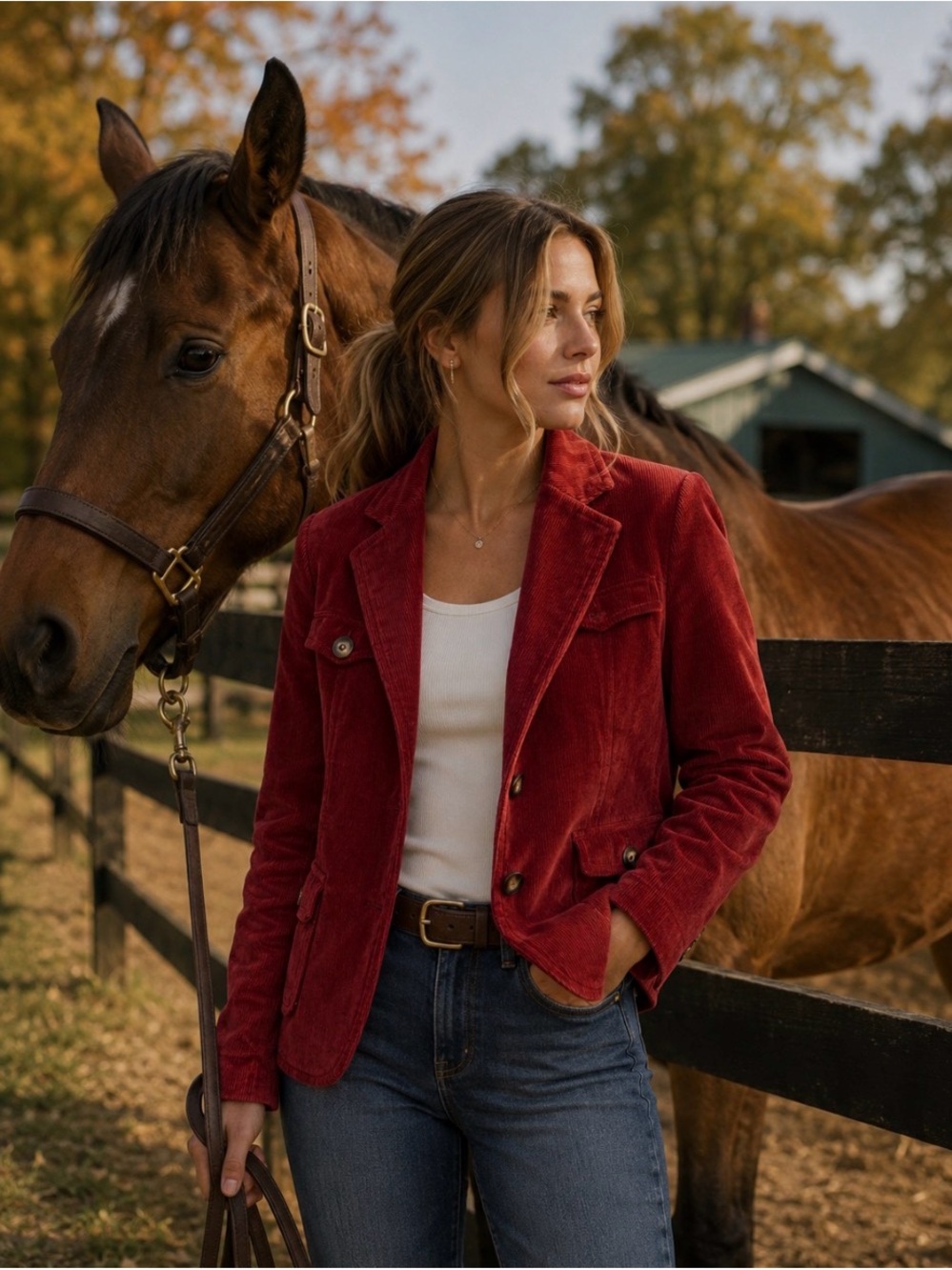 Marlboro Classics‎ Women's Red Corduroy Blazer Jacket